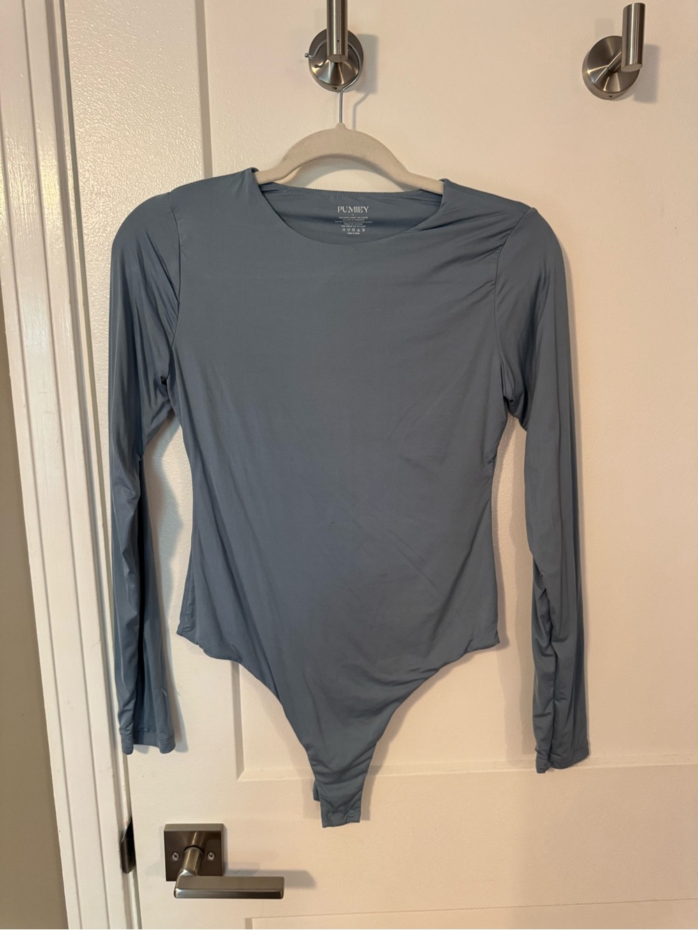 Pullover Long-Sleeve Bodysuit in Dusty Blue
